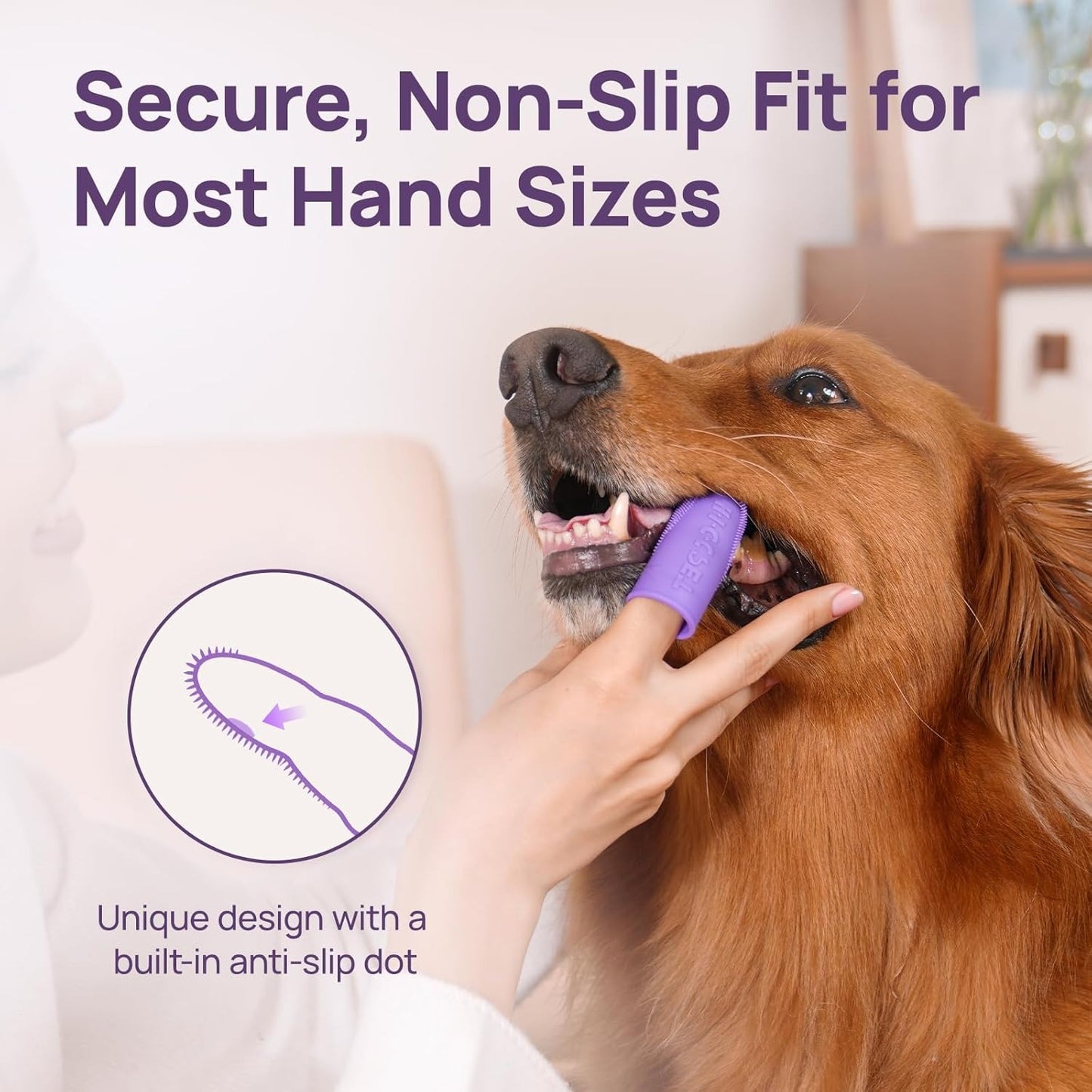 HICC PET Dog Toothbrush, Anti-Slip Dog Tooth Brushing Kit, Dog Finger Toothbrush for Plaque and Tartar Cleaning, Dog Teeth Cleaning for Small & Large Pets, Safer & Softer Liquid Silicone, 2-Pack