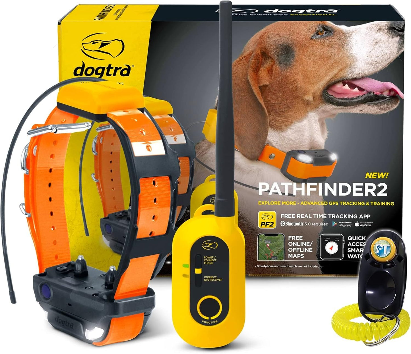 3+ Dogtra Pathfinder 2 - Hunting Ecollar GPS Dog Training Collar with Remote, 9 Mile Range, Tracking & Containment for Medium & Large Dog Breeds, Electric GEO Fence Tracker, Stimulation, Vibration, Tone