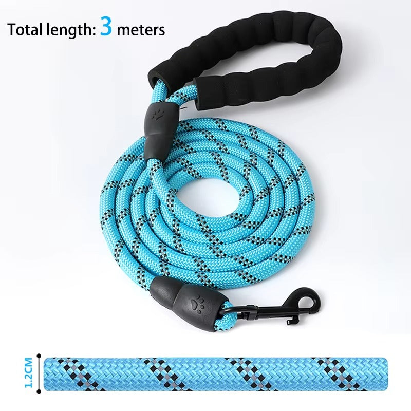 3M Reflective Pet Nylon Leash – Adjustable Dog Tow Rope with Non-Slip Foam Handle for Small, Medium & Large Dogs, Outdoor Walking Lead