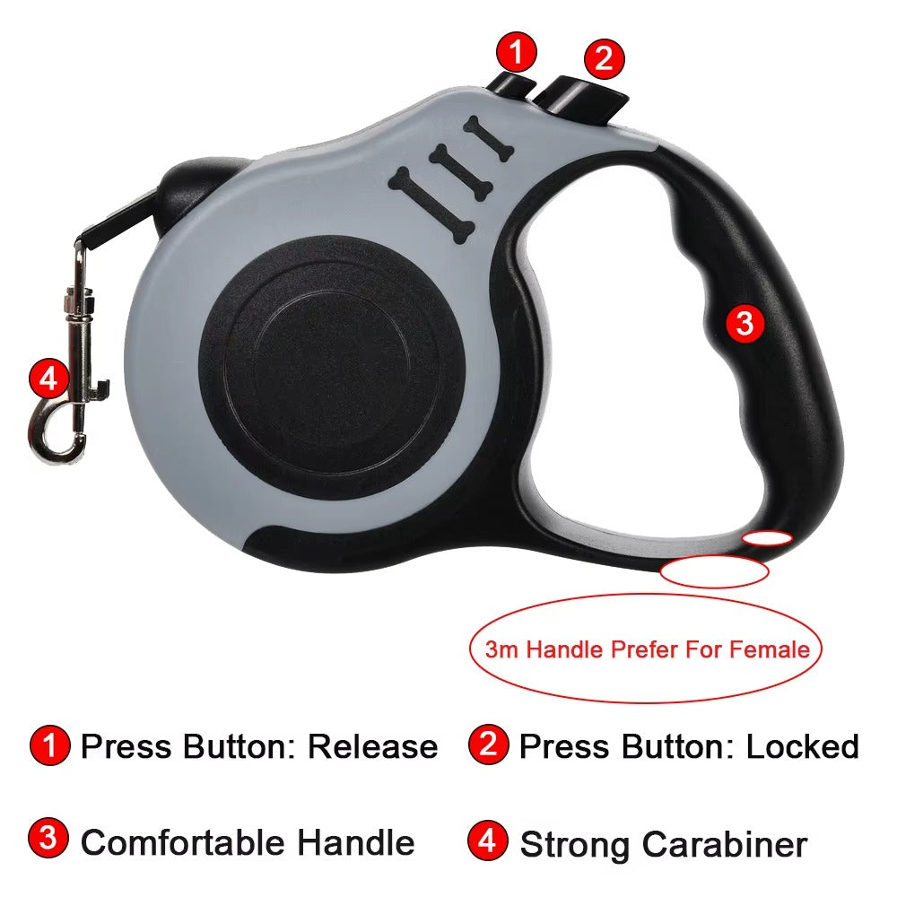 3M/5M Automatic Retractable Dog Leash – Strong Nylon Puppy Lead for Small, Medium & Large Dogs and Cats, Durable Pet Walking Leash
