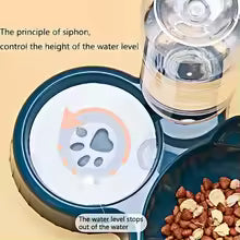 3-in-1 Pet Bowls with Gravity Water Feeder – Tilted Cat Food &amp; Water Bowl Set with Ear Design, Neck Protection Feeding Station for Cats and Small Dogs