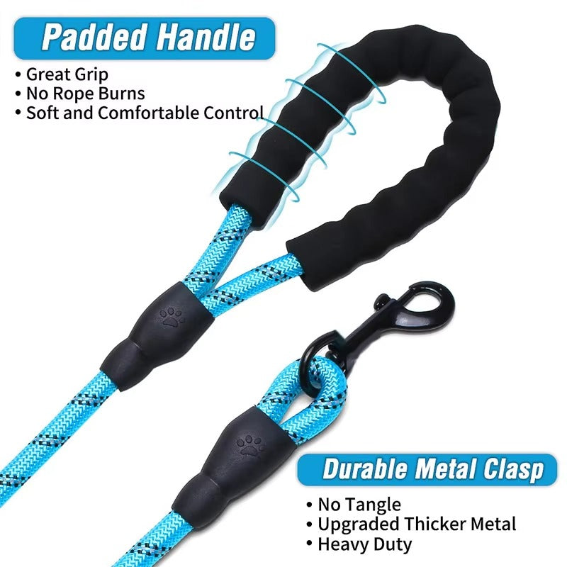 3M Reflective Pet Nylon Leash – Adjustable Dog Tow Rope with Non-Slip Foam Handle for Small, Medium & Large Dogs, Outdoor Walking Lead