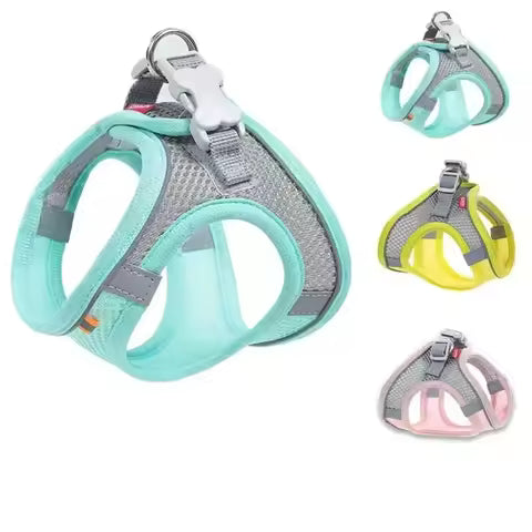 Cat & Dog Harness Vest Chest Rope Set – Reflective Breathable Adjustable Pet Harness with Leash