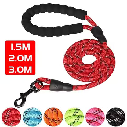 3M Reflective Pet Nylon Leash – Adjustable Dog Tow Rope with Non-Slip Foam Handle for Small, Medium & Large Dogs, Outdoor Walking Lead